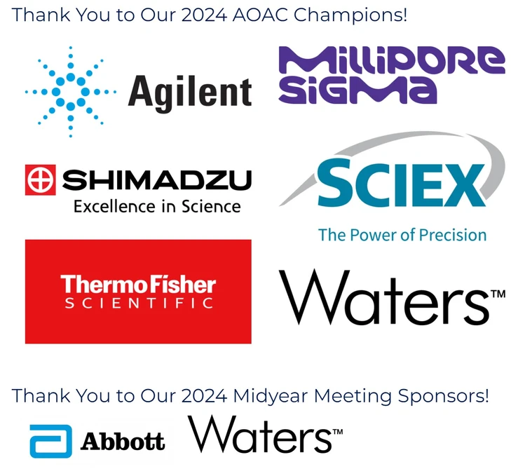 AOAC INTERNATIONAL: 2024 AOAC INTERNATIONAL Annual Meeting & Exposition: AOAC Champions & Sponsors