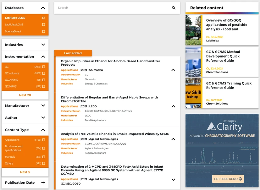LabRulez: Unique document library with advanced search algorithm and filtering options