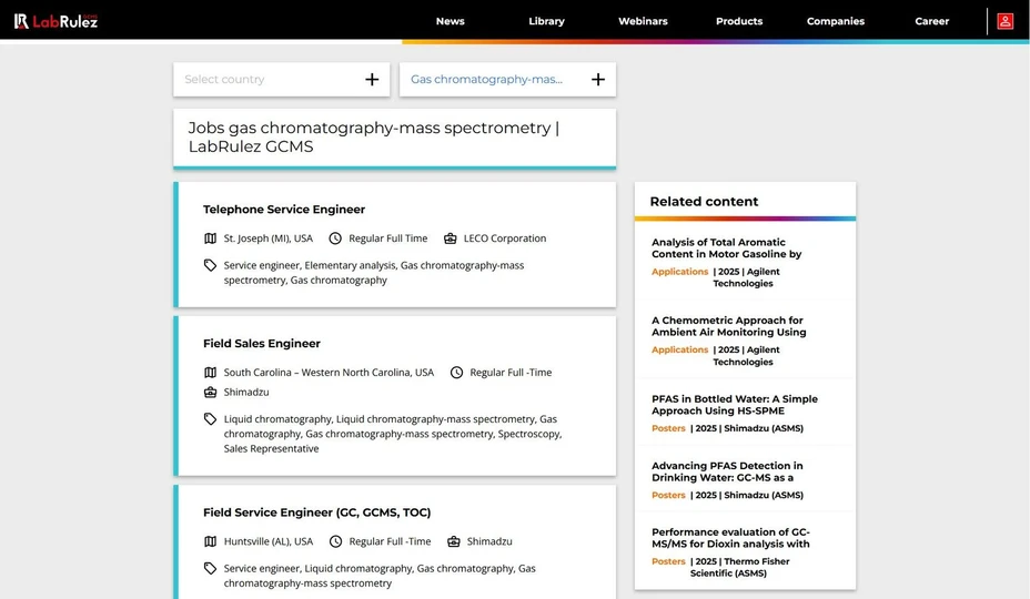 <p>LabRulez: Global GC-MS Careers: 19 Job Offers in Gas Chromatography-Mass Spectrometry</p>