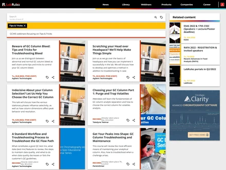 Tips & Tricks GC and GC/MS webinars 2022 + week 30/2022