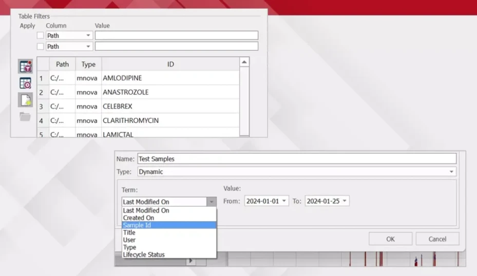Mestrelab Research: Mestrelab Mnova Hub - Data searches and filtering