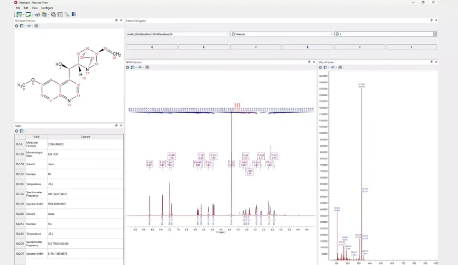 Mestrelab Research: Mnova DB - Save your data during the workflow.