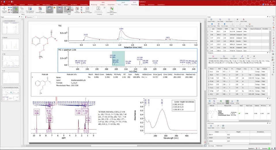 Mestrelab Research: Mnova MSChrom - Combine NMR and LC-MS or GC-MS Data in the Same Document.