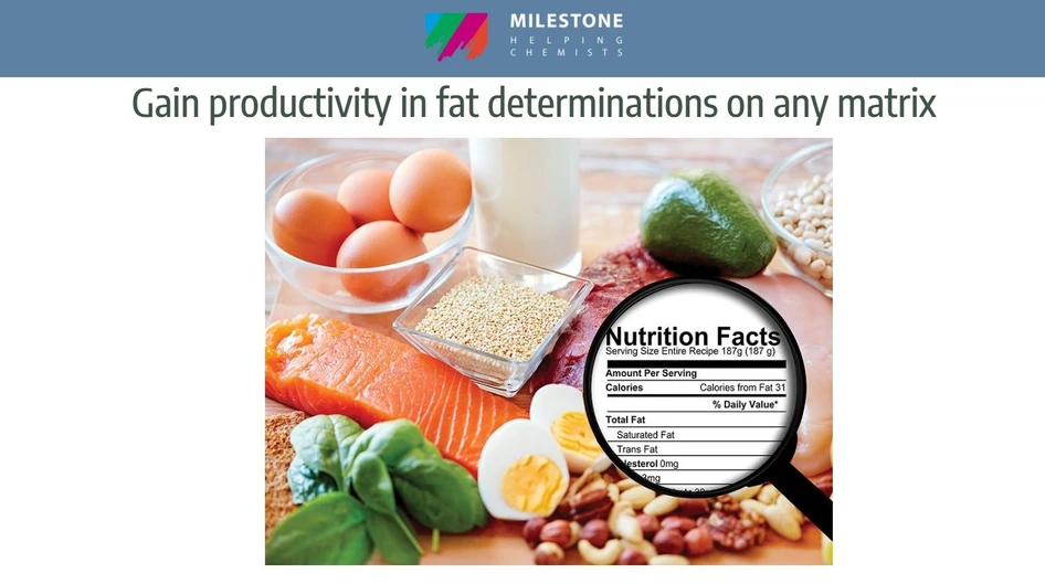 Milestone: Gain productivity in fat determinations on any matrix
