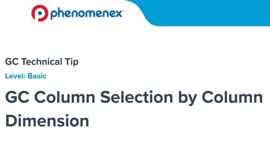 <p><strong>Phenomenex: </strong>GC Column Selection by Column Dimension</p><p>&nbsp;</p>
