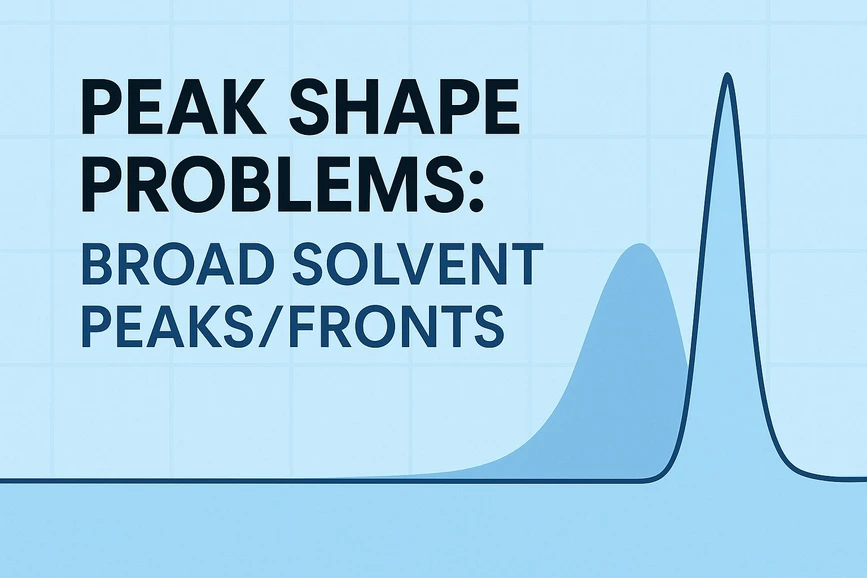 <p><strong>Phenomenex: </strong>Peak Shape Problems: Broad Solvent Peaks/Fronts</p>