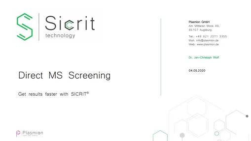 Direct MS Screening - Get Results Faster with SICRIT