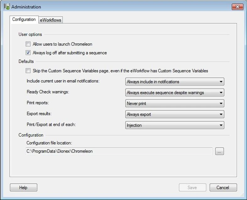 Thermo Scientific™ Chromeleon™ XPS Open Access Software: In addition, it is possible to define various system options, such as which email notifications to send.