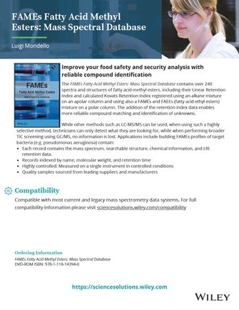Wiley FAMES: Fatty Acid Methyl Ester Mass Spectral Library