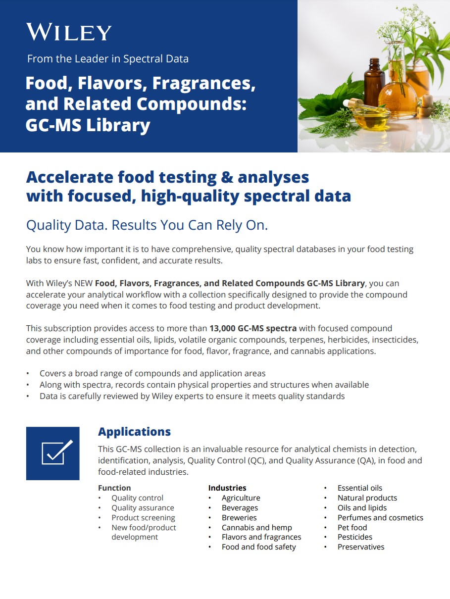 Wiley Food, Flavors, Fragrances, and Related Compounds: GC-MS Library