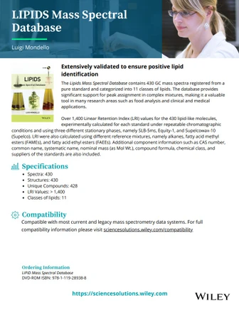 Wiley LIPIDS Mass Spectral Database